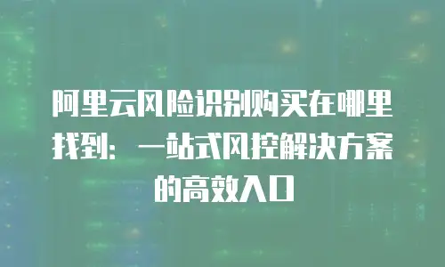 阿里云风险识别购买在哪里找到：一站式风控解决方案的高效入口