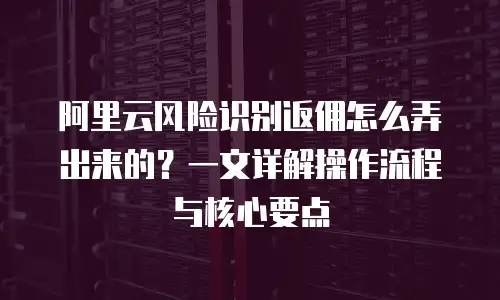 阿里云风险识别返佣怎么弄出来的？一文详解操作流程与核心要点