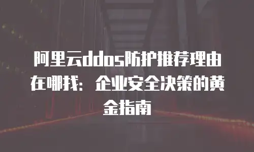 阿里云ddos防护推荐理由在哪找：企业安全决策的黄金指南