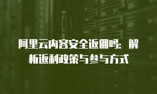 阿里云内容安全返佣吗：解析返利政策与参与方式