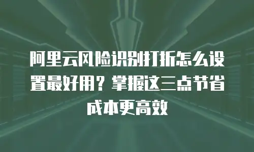 阿里云风险识别打折怎么设置最好用？掌握这三点节省成本更高效