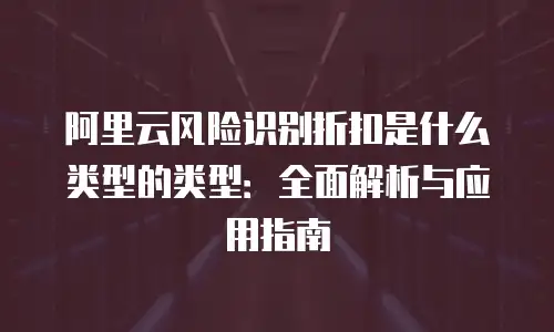 阿里云风险识别折扣是什么类型的类型：全面解析与应用指南