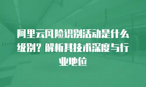 阿里云风险识别活动是什么级别？解析其技术深度与行业地位