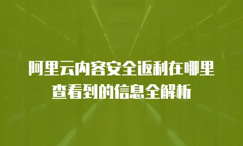 阿里云内容安全返利在哪里查看到的信息全解析