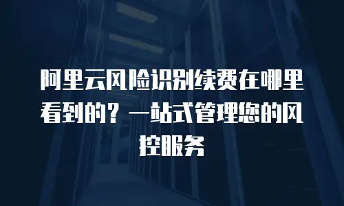阿里云风险识别续费在哪里看到的？一站式管理您的风控服务