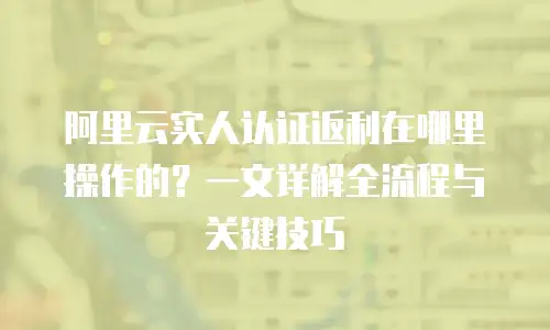 阿里云实人认证返利在哪里操作的？一文详解全流程与关键技巧