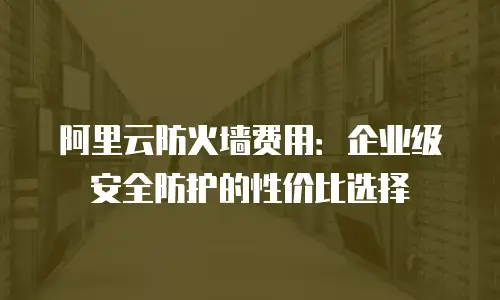 阿里云防火墙费用：企业级安全防护的性价比选择