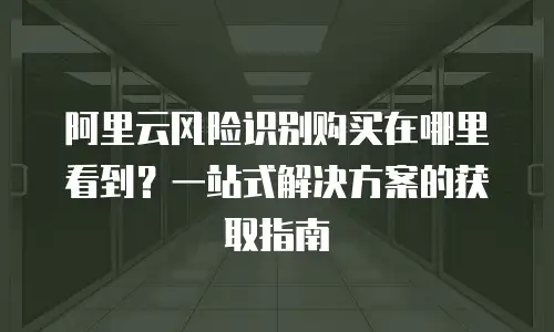 阿里云风险识别购买在哪里看到？一站式解决方案的获取指南