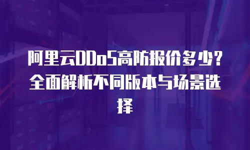 阿里云DDoS高防报价多少？全面解析不同版本与场景选择