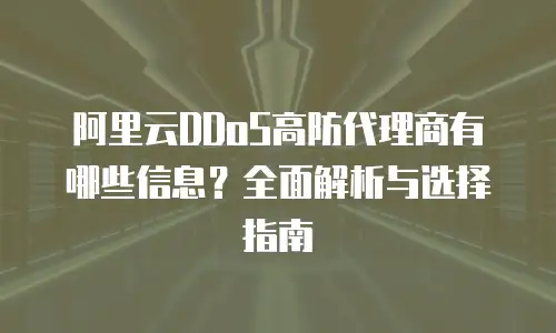 阿里云DDoS高防代理商有哪些信息？全面解析与选择指南