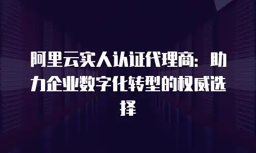 阿里云实人认证代理商：助力企业数字化转型的权威选择