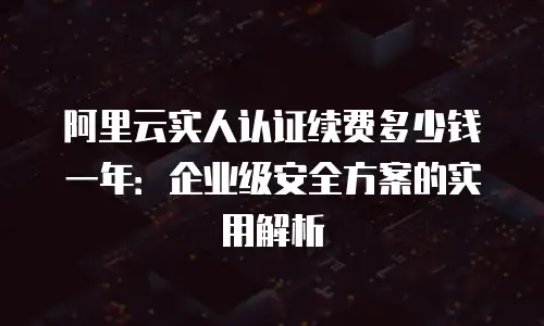阿里云实人认证续费多少钱一年：企业级安全方案的实用解析