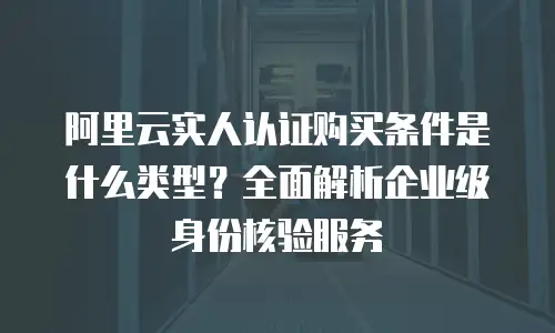 阿里云实人认证购买条件是什么类型？全面解析企业级身份核验服务