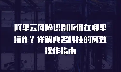 阿里云风险识别返佣在哪里操作？详解典名科技的高效操作指南