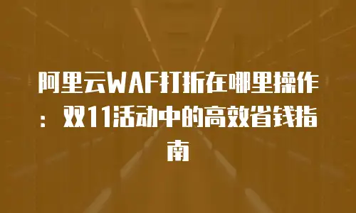 阿里云WAF打折在哪里操作：双11活动中的高效省钱指南