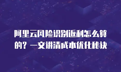 阿里云风险识别返利怎么算的？一文讲清成本优化秘诀