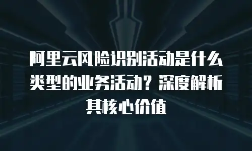 阿里云风险识别活动是什么类型的业务活动？深度解析其核心价值