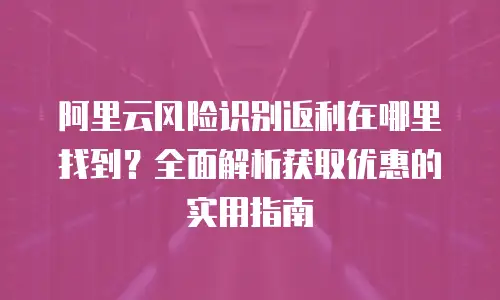 阿里云风险识别返利在哪里找到？全面解析获取优惠的实用指南