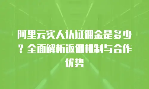阿里云实人认证佣金是多少？全面解析返佣机制与合作优势