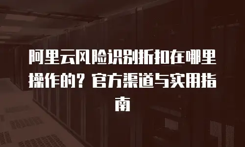 阿里云风险识别折扣在哪里操作的？官方渠道与实用指南
