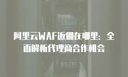 阿里云WAF返佣在哪里：全面解析代理商合作机会