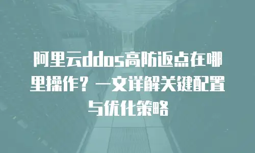 阿里云ddos高防返点在哪里操作？一文详解关键配置与优化策略