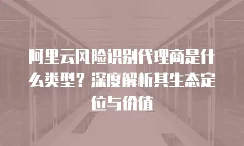 阿里云风险识别代理商是什么类型？深度解析其生态定位与价值