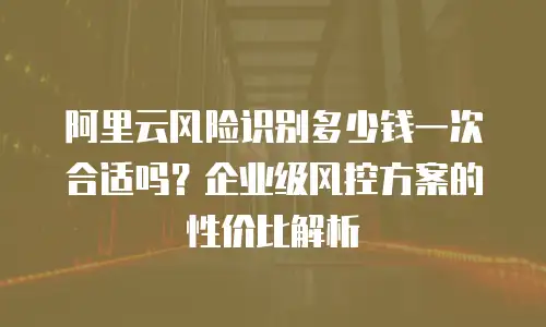 阿里云风险识别多少钱一次合适吗？企业级风控方案的性价比解析