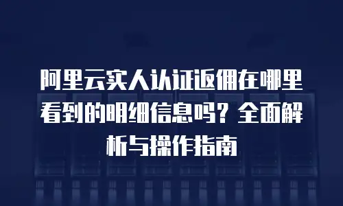 阿里云实人认证返佣在哪里看到的明细信息吗？全面解析与操作指南
