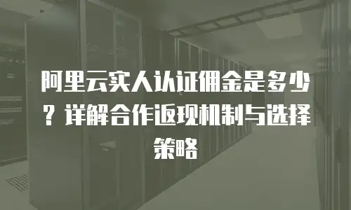 阿里云实人认证佣金是多少？详解合作返现机制与选择策略
