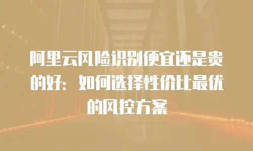 阿里云风险识别便宜还是贵的好：如何选择性价比最优的风控方案