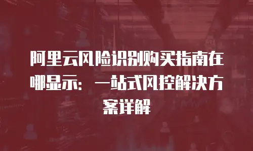 阿里云风险识别购买指南在哪显示：一站式风控解决方案详解