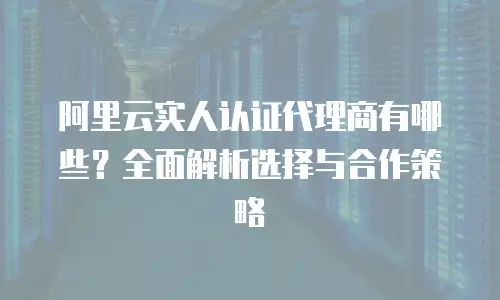 阿里云实人认证代理商有哪些？全面解析选择与合作策略