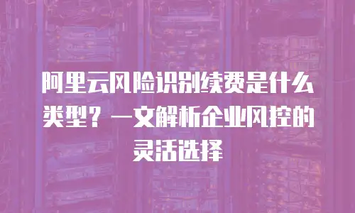 阿里云风险识别续费是什么类型？一文解析企业风控的灵活选择