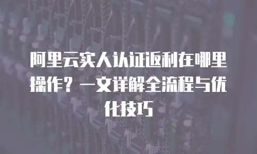 阿里云实人认证返利在哪里操作？一文详解全流程与优化技巧