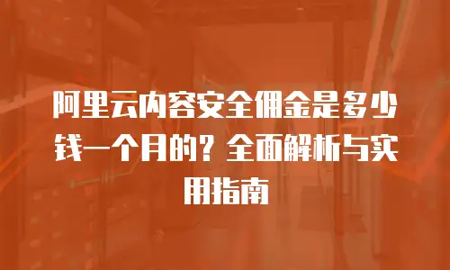 阿里云内容安全佣金是多少钱一个月的？全面解析与实用指南
