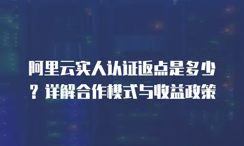 阿里云实人认证返点是多少？详解合作模式与收益政策