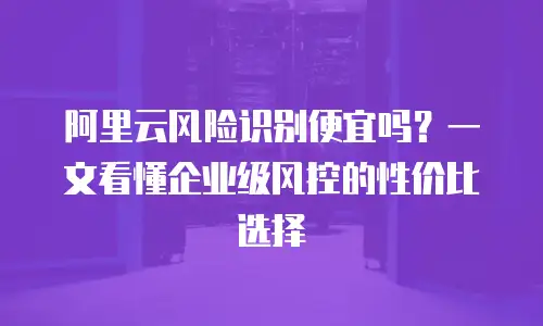 阿里云风险识别便宜吗？一文看懂企业级风控的性价比选择