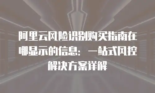 阿里云风险识别购买指南在哪显示的信息：一站式风控解决方案详解