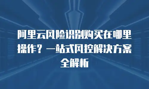 阿里云风险识别购买在哪里操作？一站式风控解决方案全解析