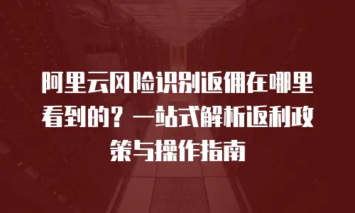 阿里云风险识别返佣在哪里看到的？一站式解析返利政策与操作指南