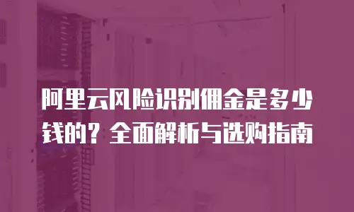 阿里云风险识别佣金是多少钱的？全面解析与选购指南
