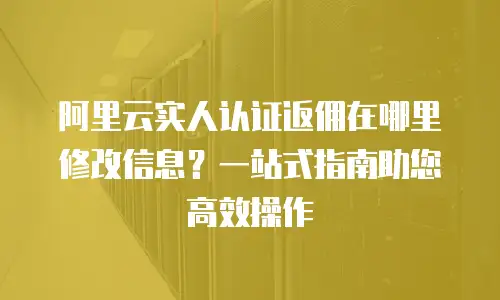 阿里云实人认证返佣在哪里修改信息？一站式指南助您高效操作