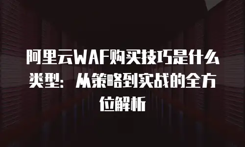阿里云WAF购买技巧是什么类型：从策略到实战的全方位解析
