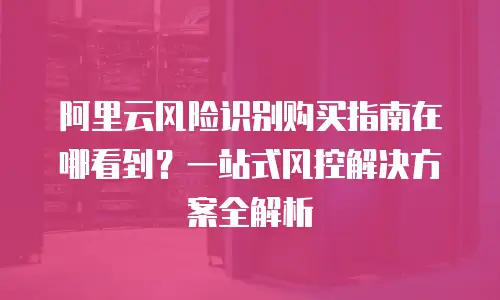 阿里云风险识别购买指南在哪看到？一站式风控解决方案全解析