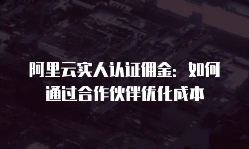 阿里云实人认证佣金：如何通过合作伙伴优化成本