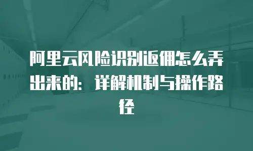 阿里云风险识别返佣怎么弄出来的：详解机制与操作路径