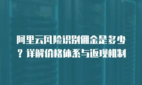 阿里云风险识别佣金是多少？详解价格体系与返现机制