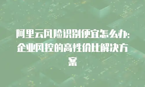 阿里云风险识别便宜怎么办：企业风控的高性价比解决方案