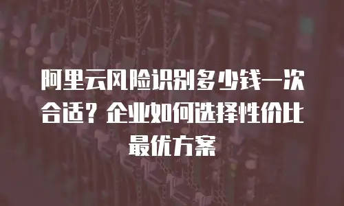 阿里云风险识别多少钱一次合适？企业如何选择性价比最优方案